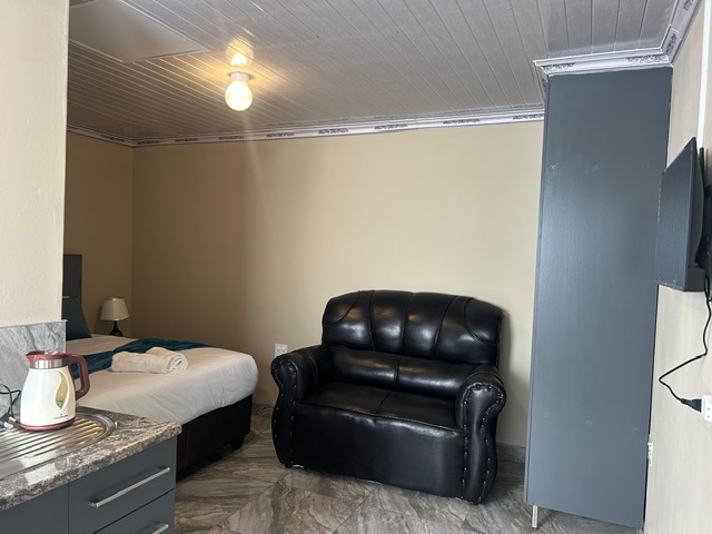 Room with leather couch